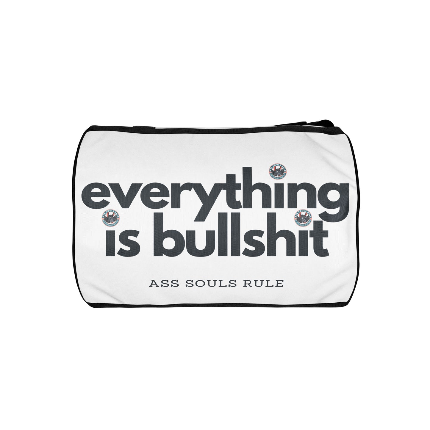 Everything is Bullshit all-over print gym bag