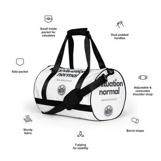 Shituation Normal all-over print gym bag