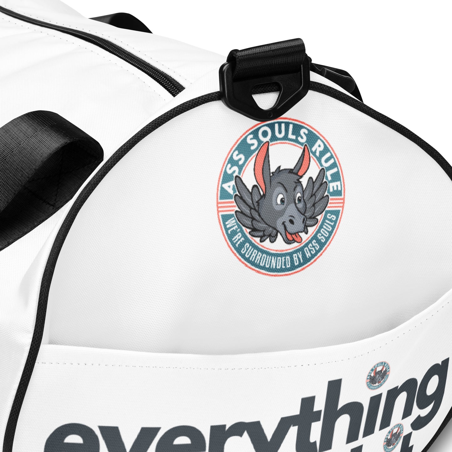 Everything is Bullshit all-over print gym bag