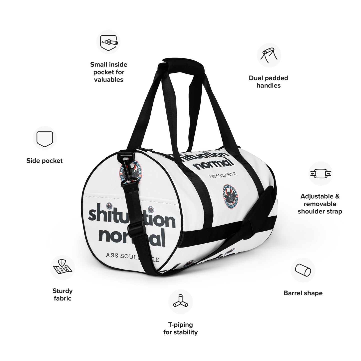 Shituation Normal all-over print gym bag