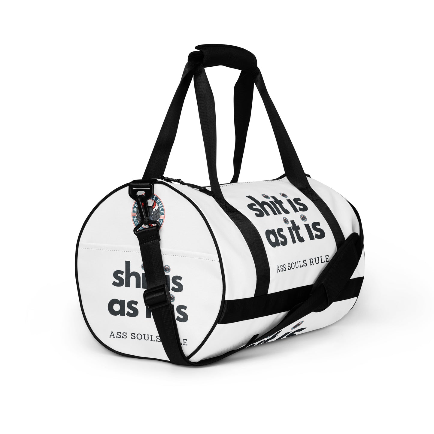 Shit Is As It Is all-over print gym bag