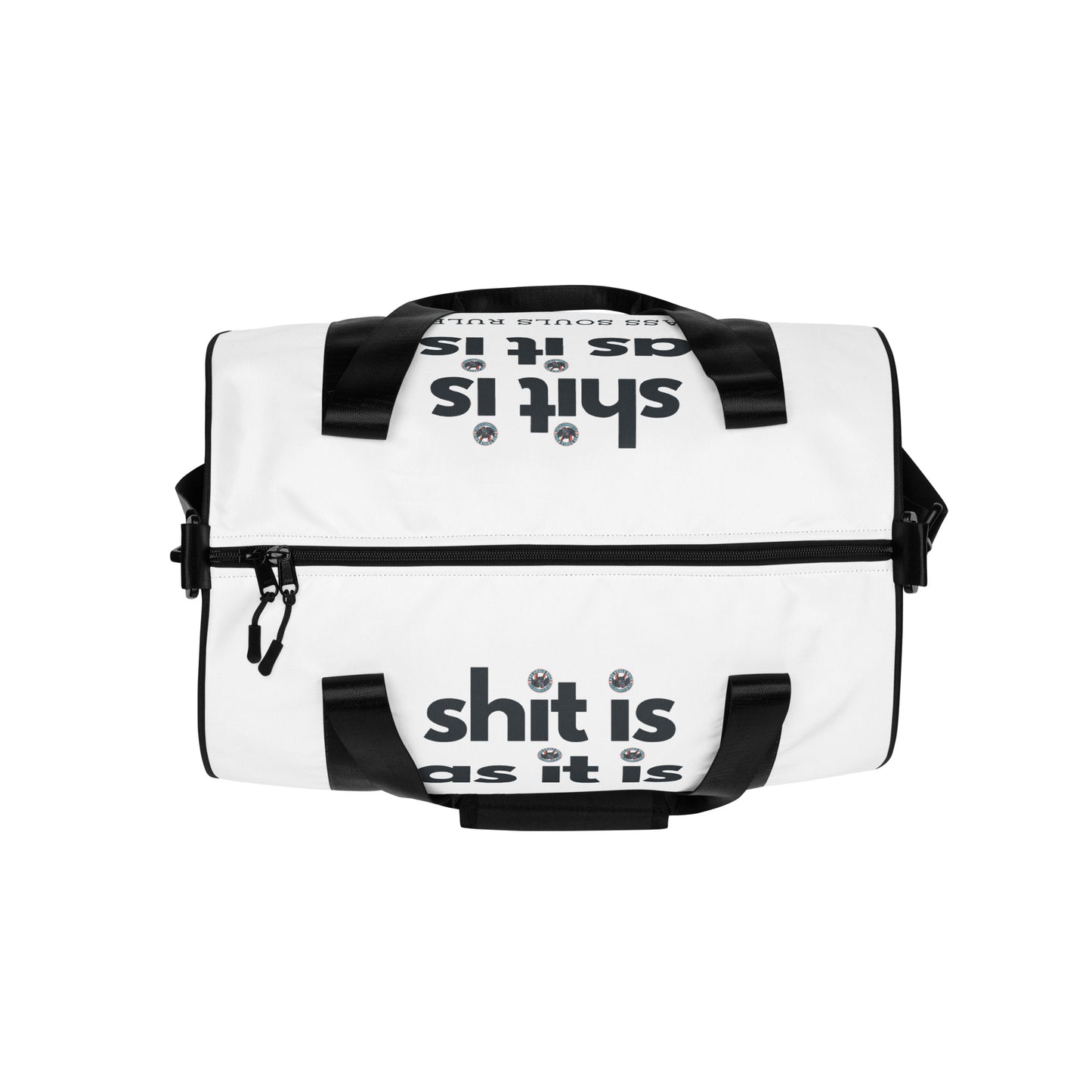 Shit Is As It Is all-over print gym bag