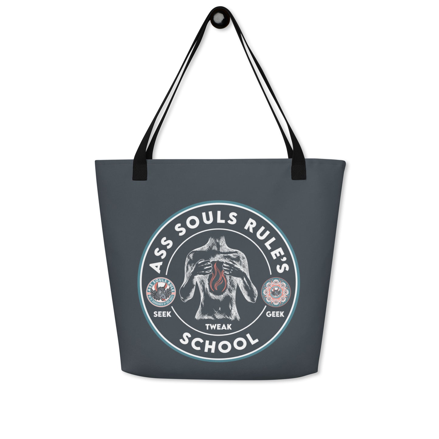 Ass Souls Rule's School large tote bag