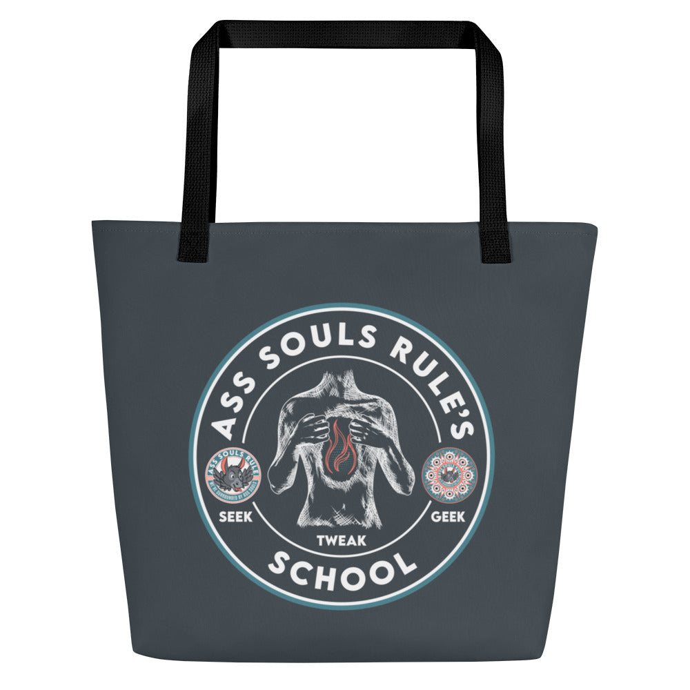 Ass Souls Rule's School large tote bag