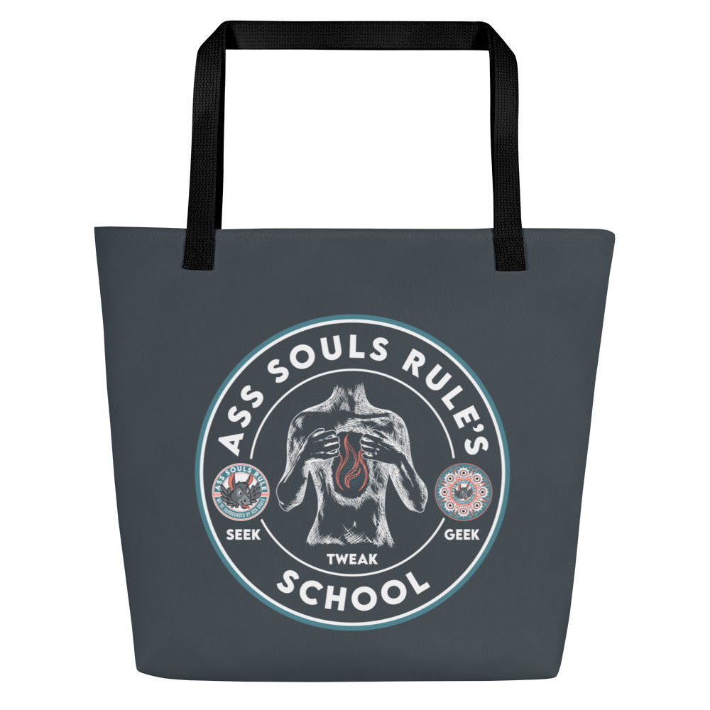 Ass Souls Rule's School large tote bag