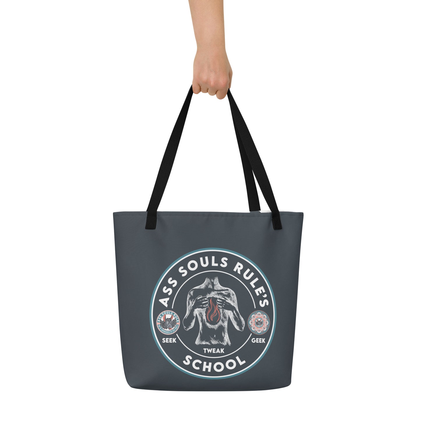 Ass Souls Rule's School large tote bag