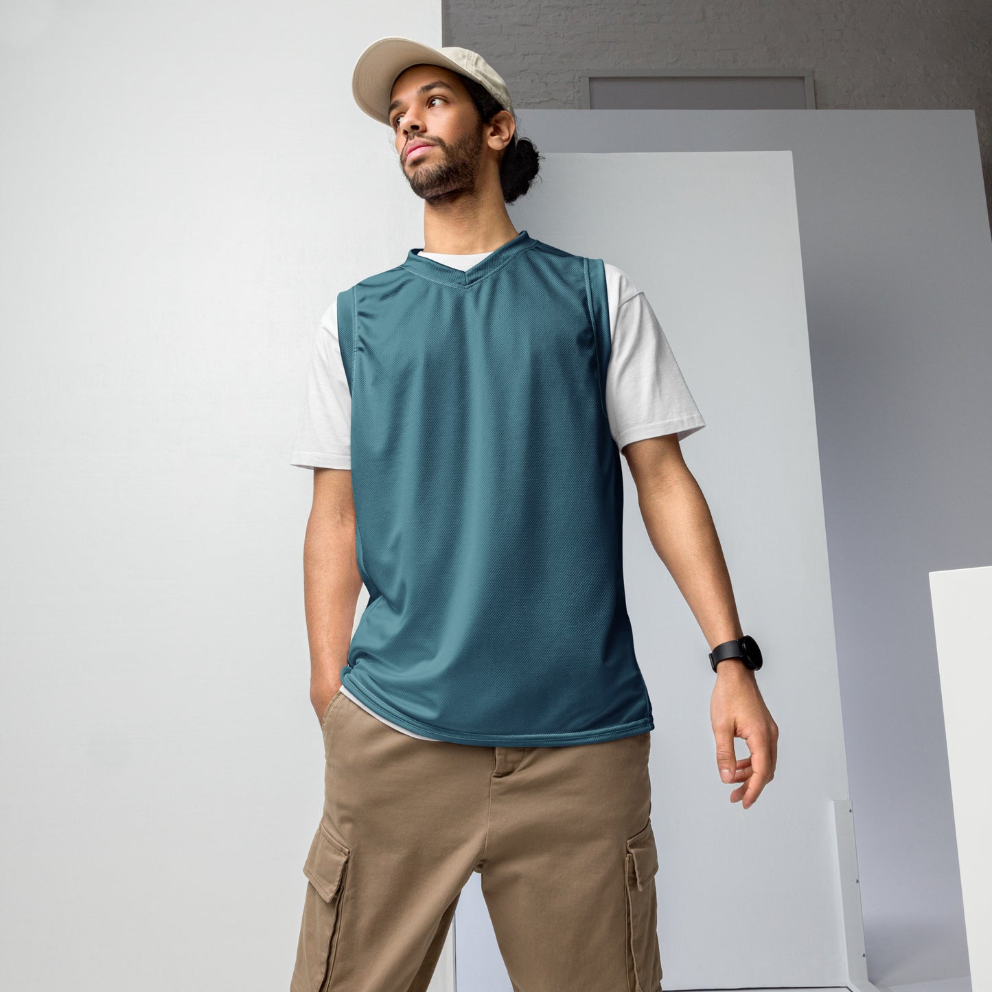 Logo of ASR recycled unisex basketball jersey - teal