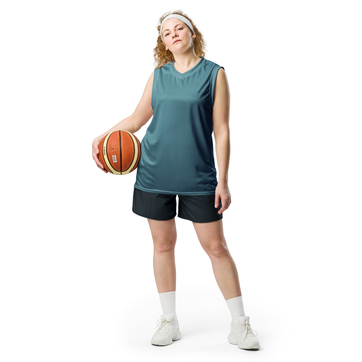 Logo of ASR recycled unisex basketball jersey - teal