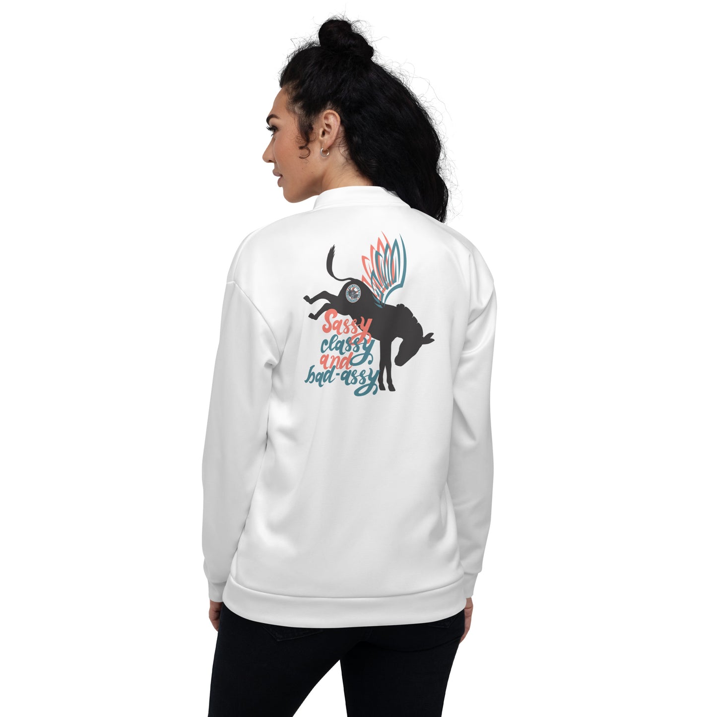 Sassy, Classy, & Bad Assy unisex bomber jacket