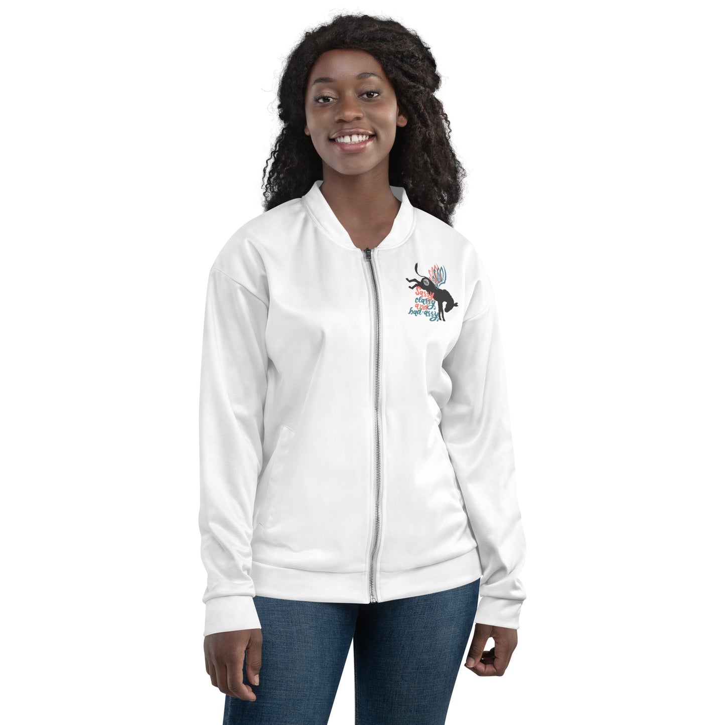 Sassy, Classy, & Bad Assy unisex bomber jacket