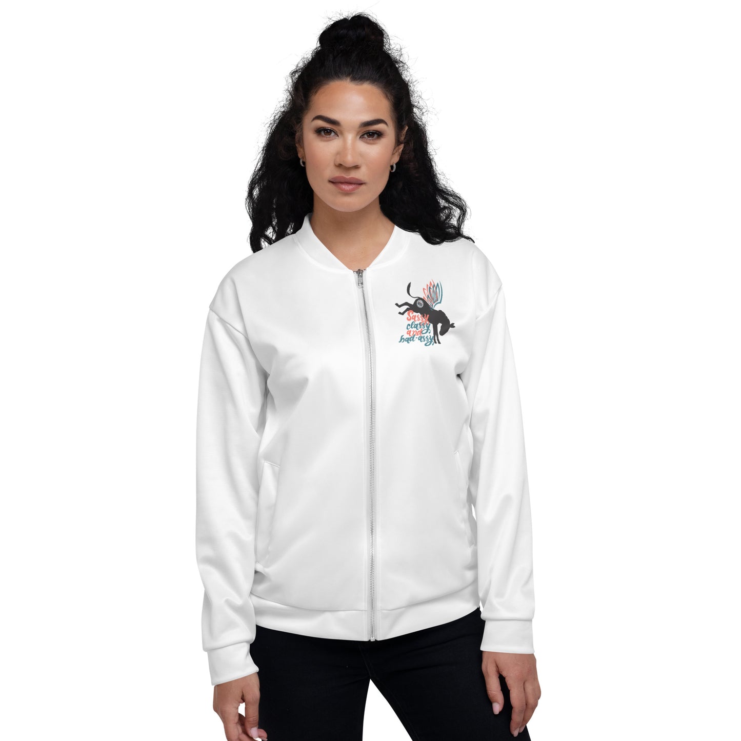 Sassy, Classy, & Bad Assy unisex bomber jacket