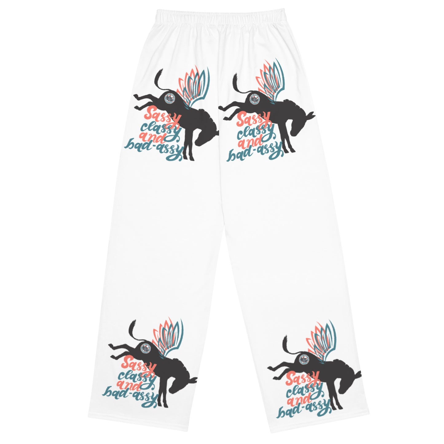 Sassy, Classy, & Bad Assy print unisex wide-leg pants