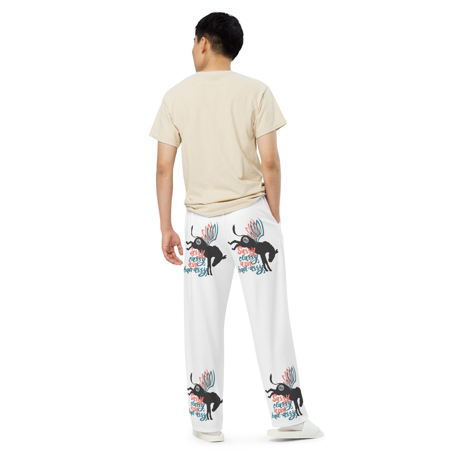 Sassy, Classy, & Bad Assy print unisex wide-leg pants