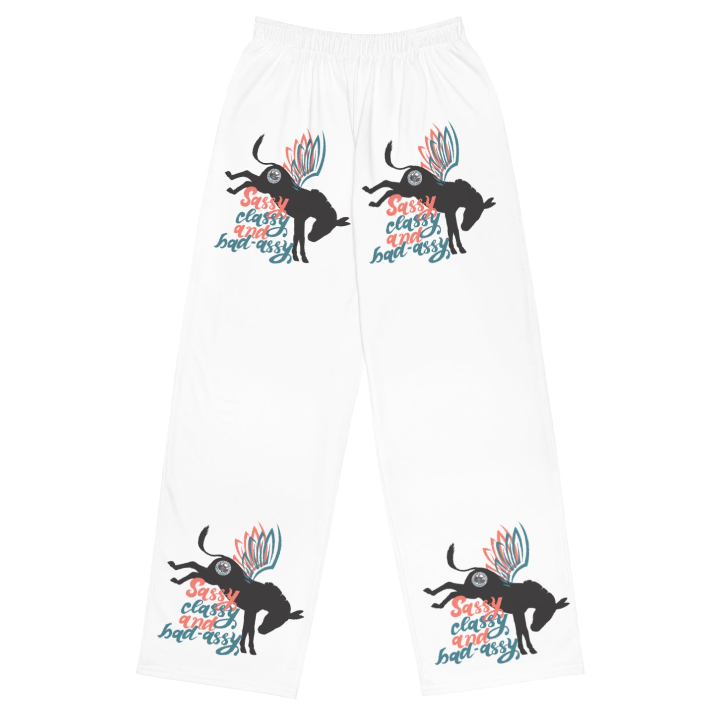 Sassy, Classy, & Bad Assy print unisex wide-leg pants