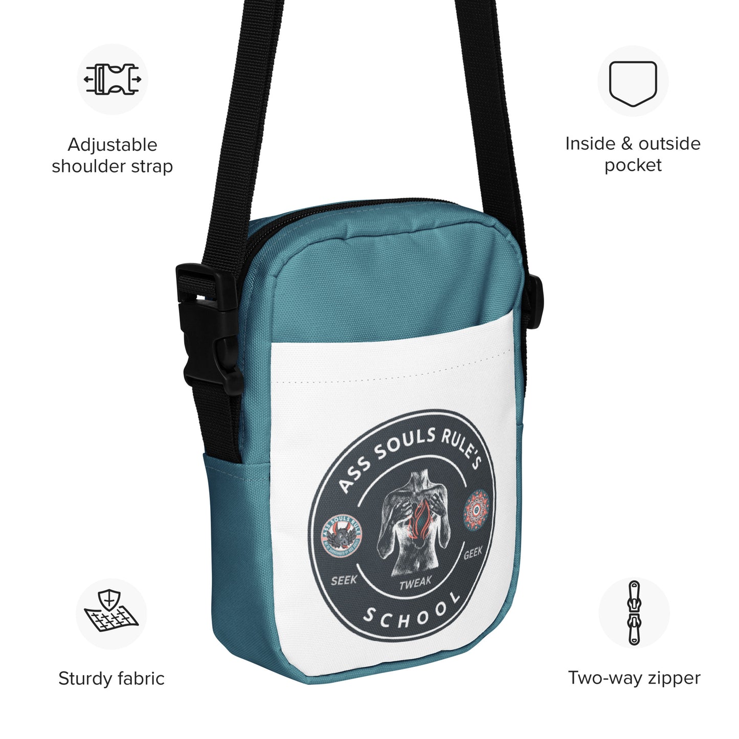 Ass Souls Rule's School utility crossbody bag - teal