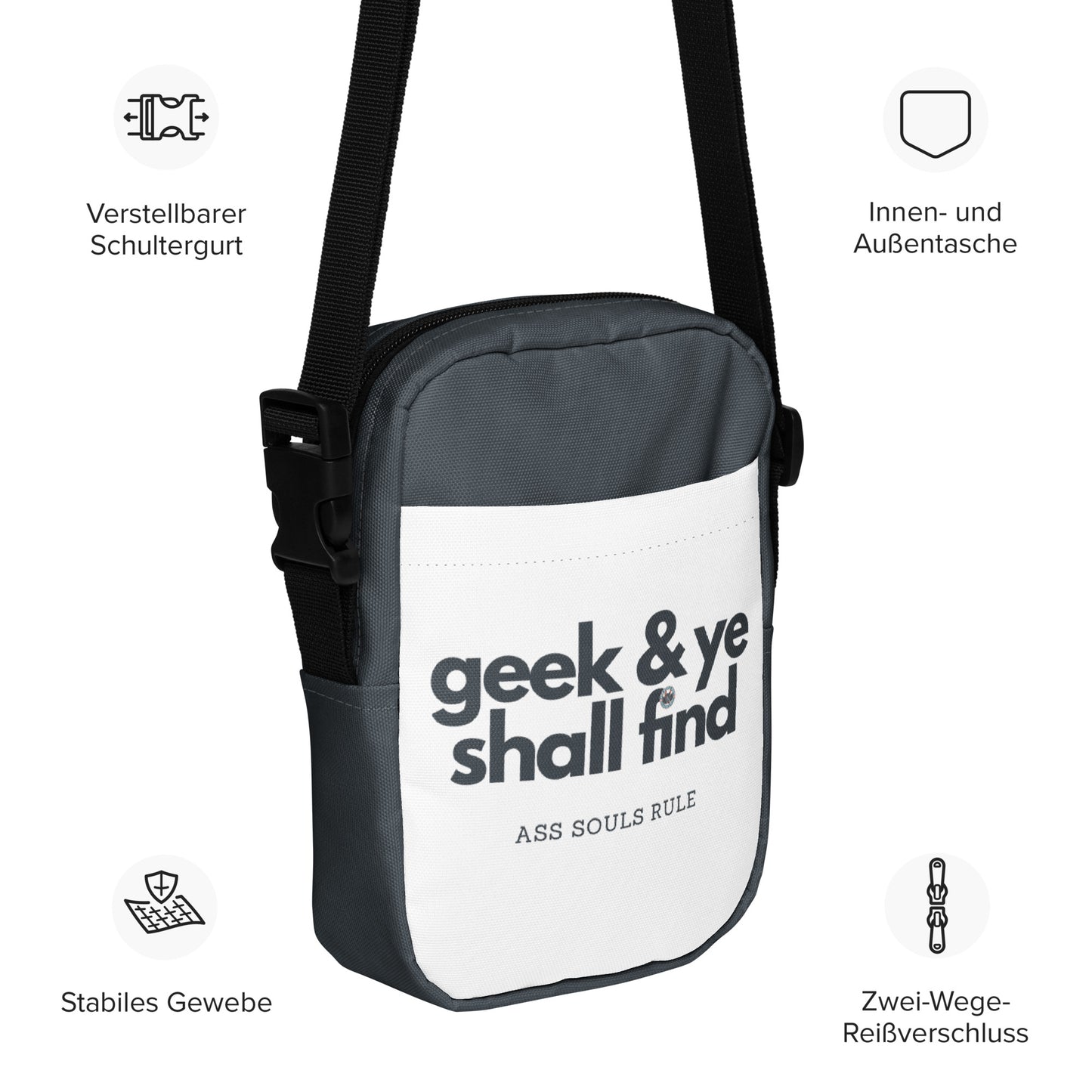 Geek & Ye Shall Find utility crossbody bag - gray