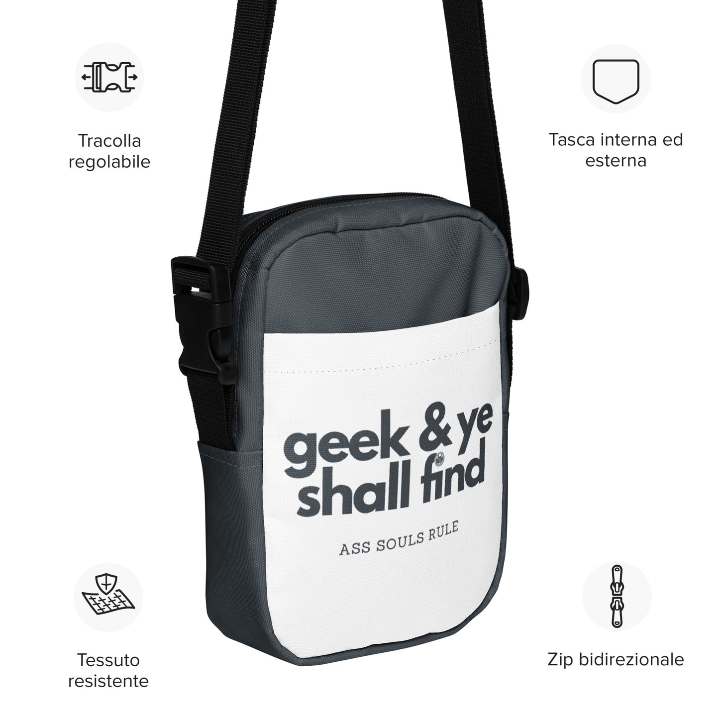 Geek & Ye Shall Find utility crossbody bag - gray