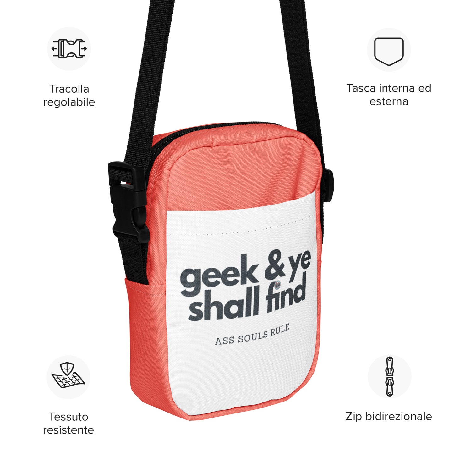 Geek & Ye Shall Find utility crossbody bag - salmon