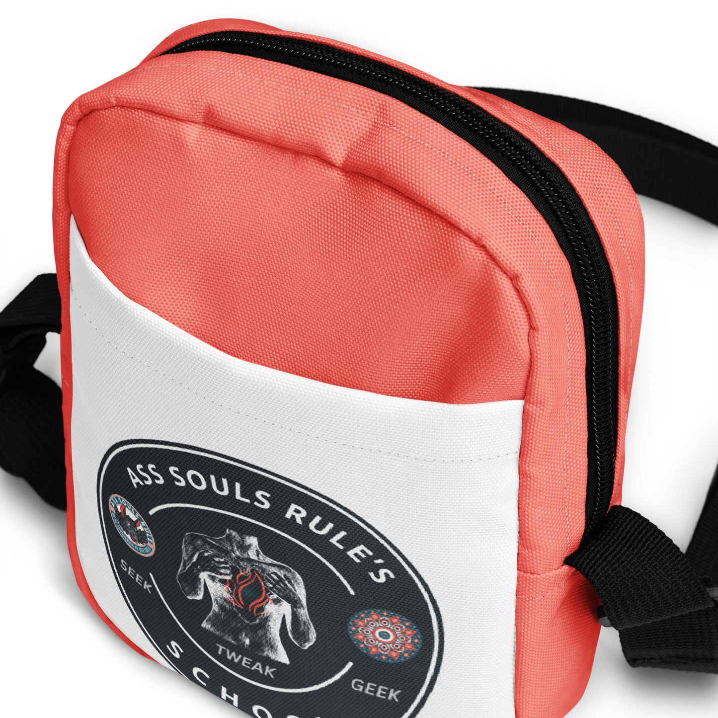 Ass Souls Rule's School utility crossbody bag - salmon