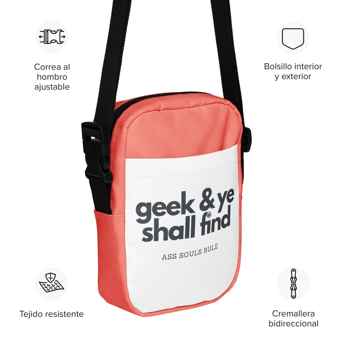 Geek & Ye Shall Find utility crossbody bag - salmon