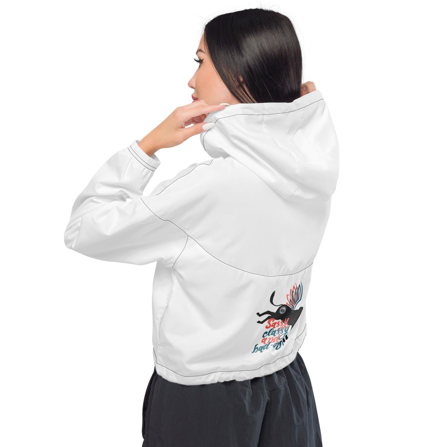 Sassy, Classy, & Bad Assy women’s cropped windbreaker