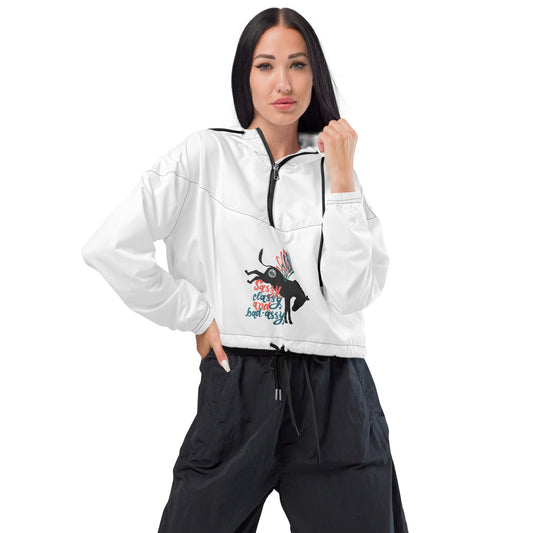 Sassy, Classy, & Bad Assy women’s cropped windbreaker