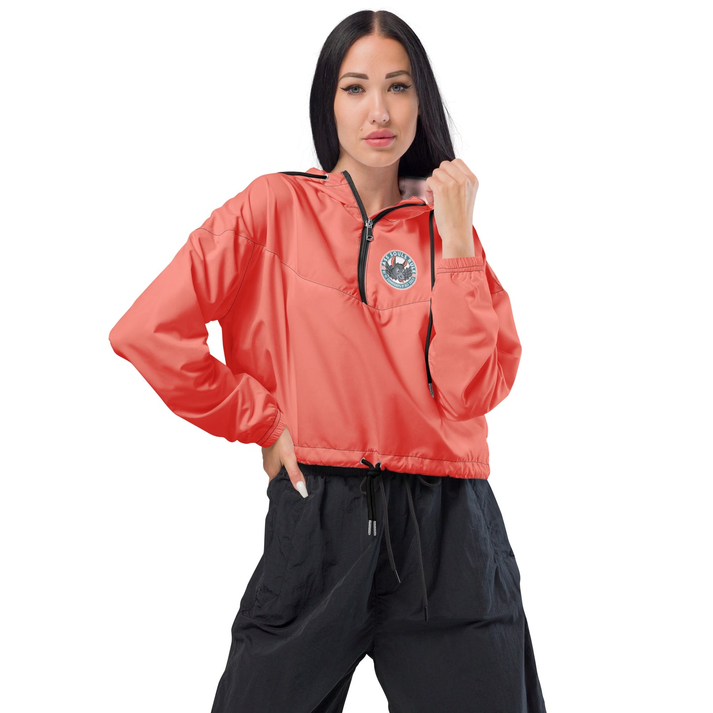 Logo of ASR women’s cropped windbreaker - salmon