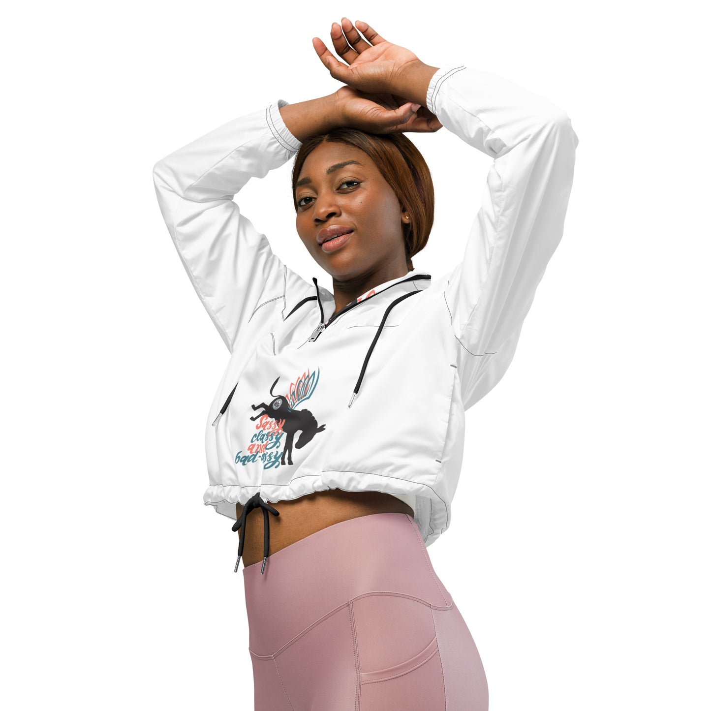 Sassy, Classy, & Bad Assy women’s cropped windbreaker