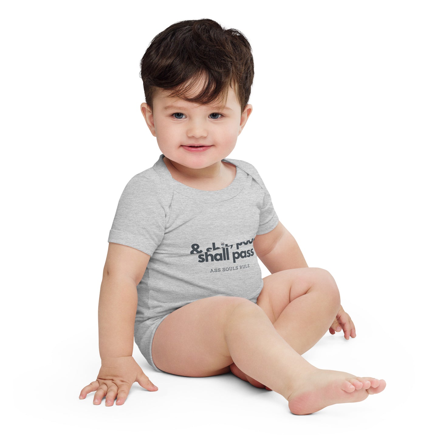 & Shit, Poo, Shall Pass baby short sleeve one piece