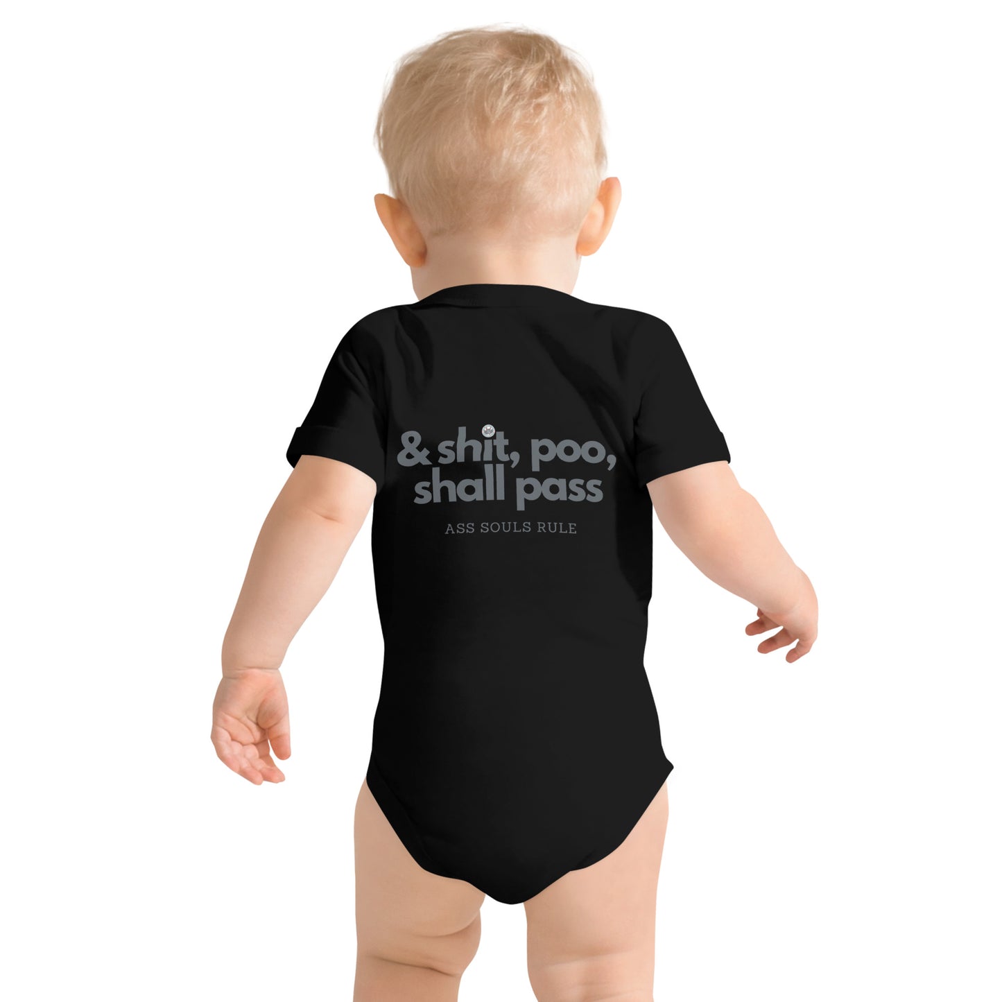 & Shit, Poo, Shall Pass baby short sleeve one piece