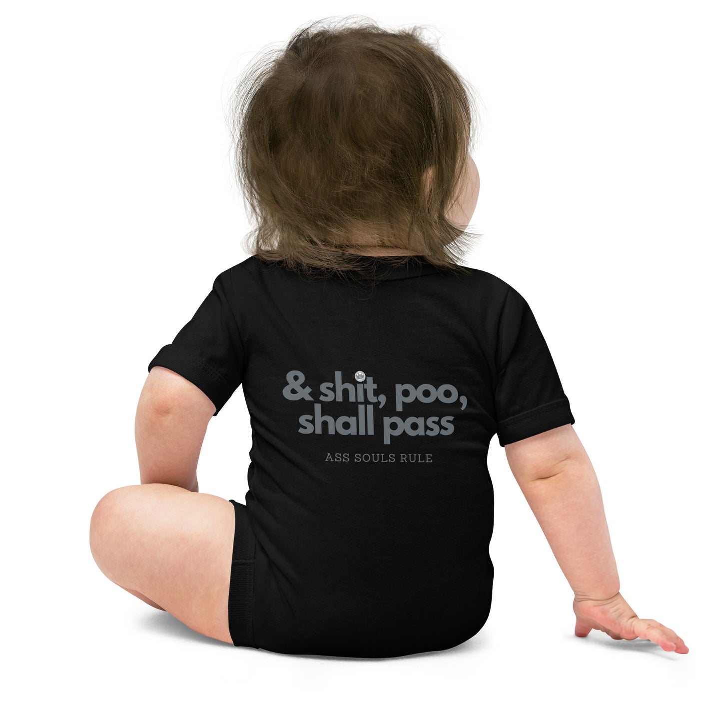 & Shit, Poo, Shall Pass baby short sleeve one piece