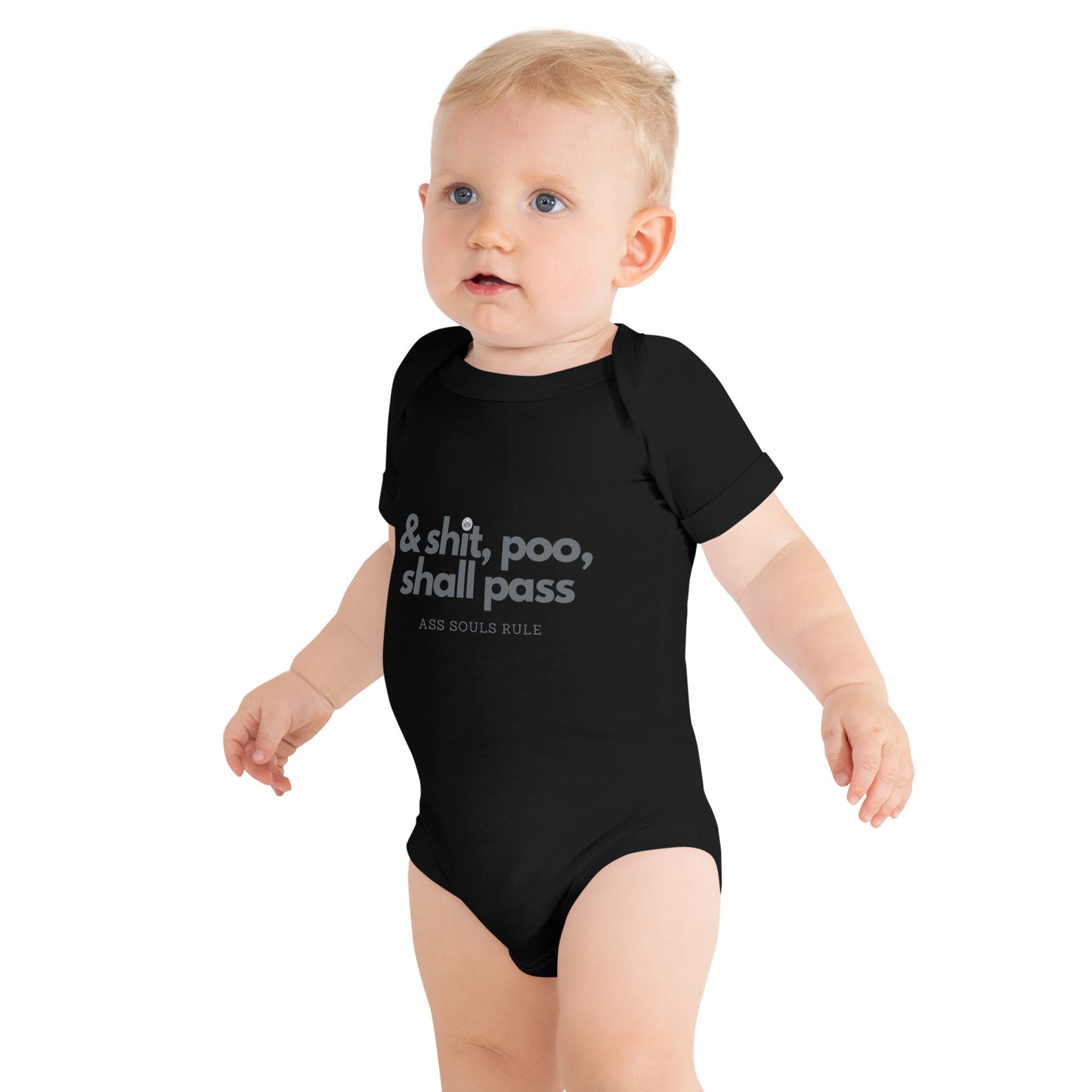 & Shit, Poo, Shall Pass baby short sleeve one piece