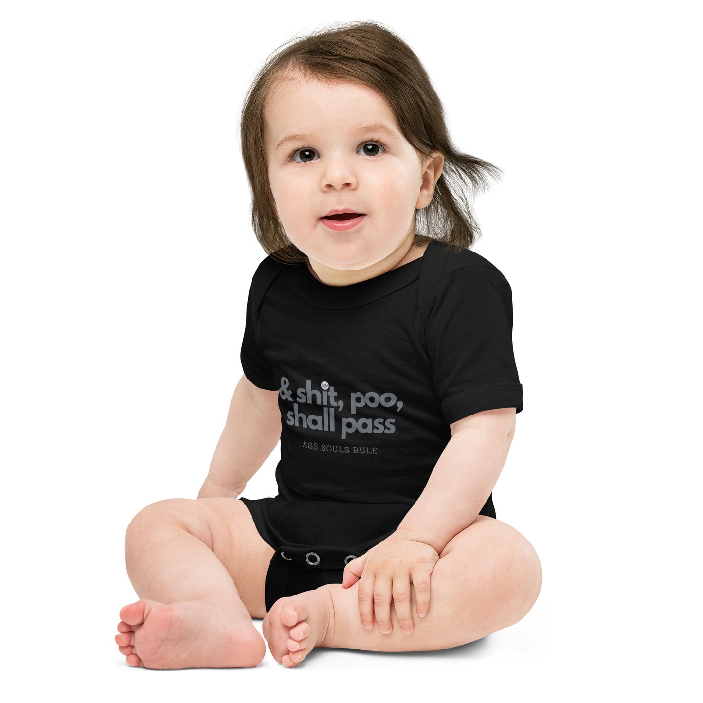 & Shit, Poo, Shall Pass baby short sleeve one piece