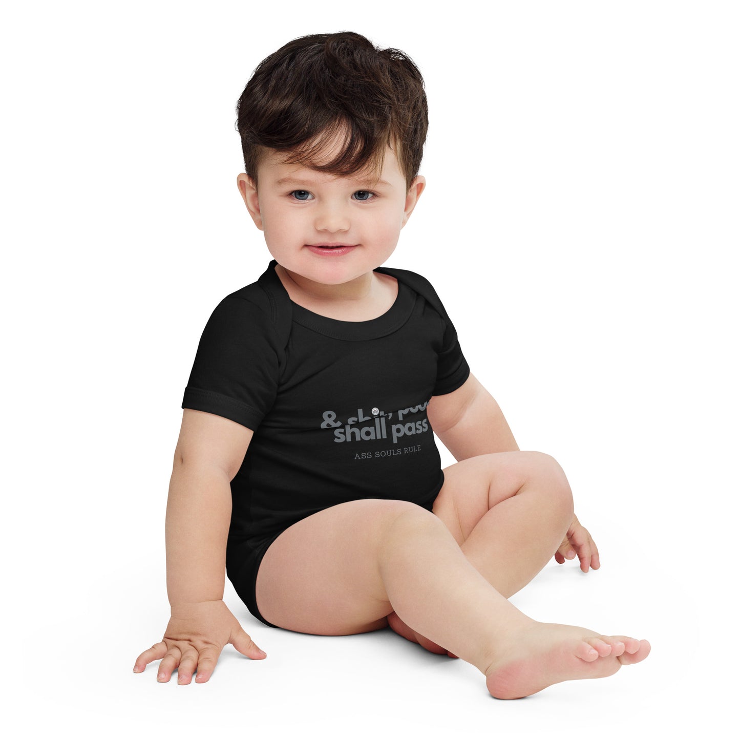 & Shit, Poo, Shall Pass baby short sleeve one piece