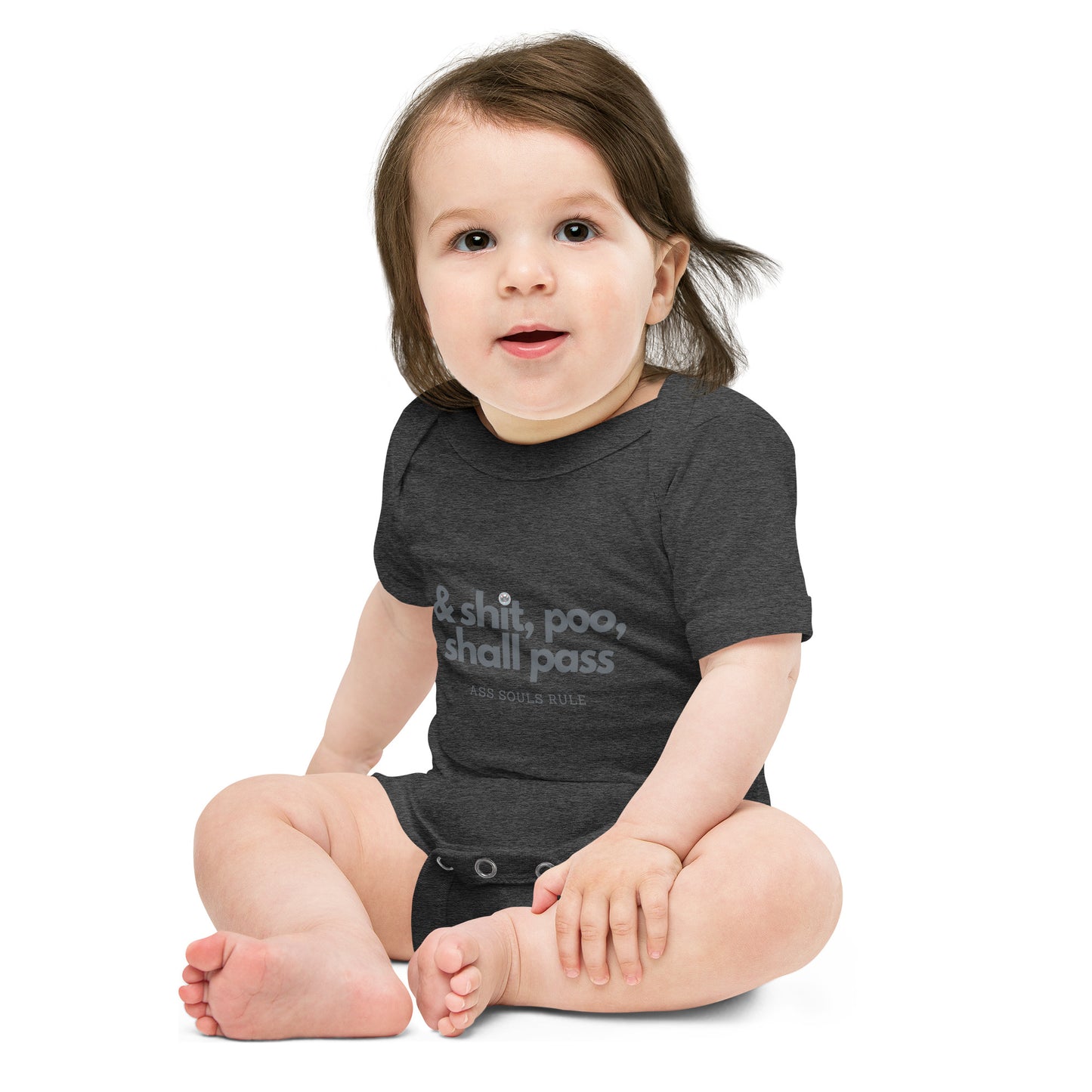 & Shit, Poo, Shall Pass baby short sleeve one piece