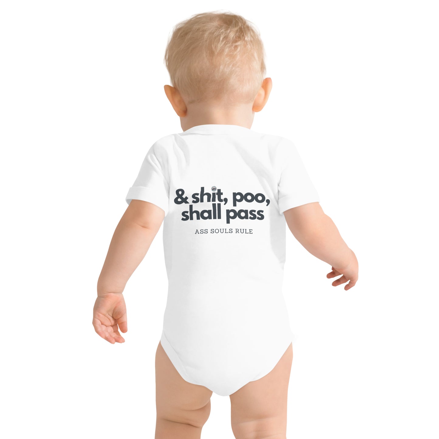 & Shit, Poo, Shall Pass baby short sleeve one piece