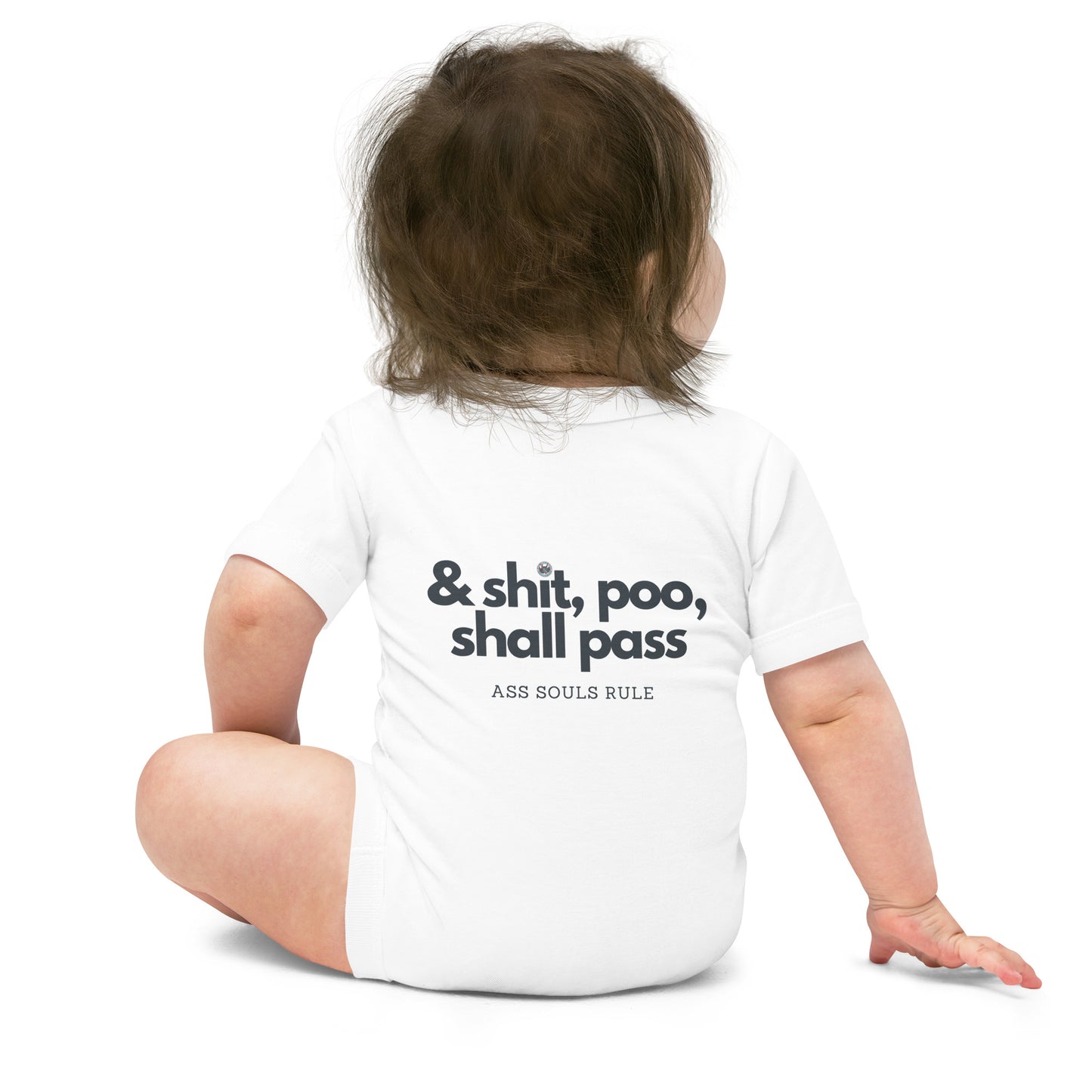 & Shit, Poo, Shall Pass baby short sleeve one piece