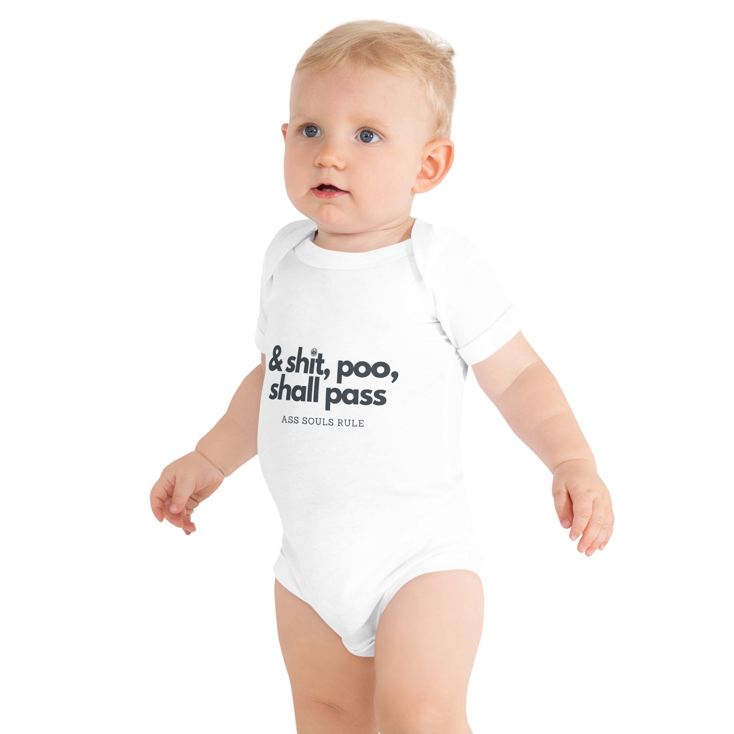 & Shit, Poo, Shall Pass baby short sleeve one piece