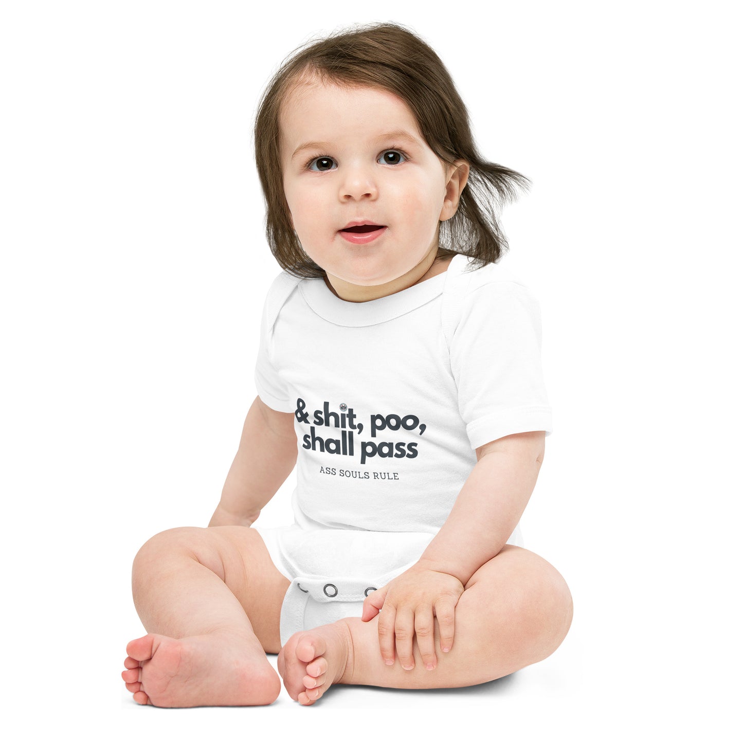 & Shit, Poo, Shall Pass baby short sleeve one piece