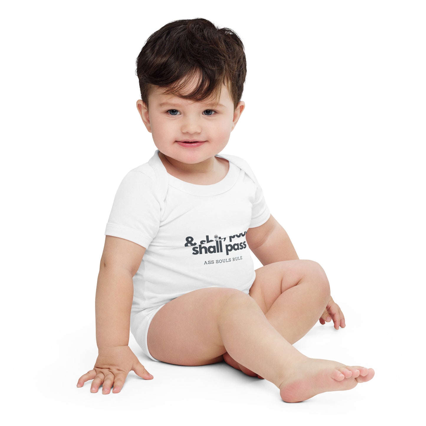 & Shit, Poo, Shall Pass baby short sleeve one piece