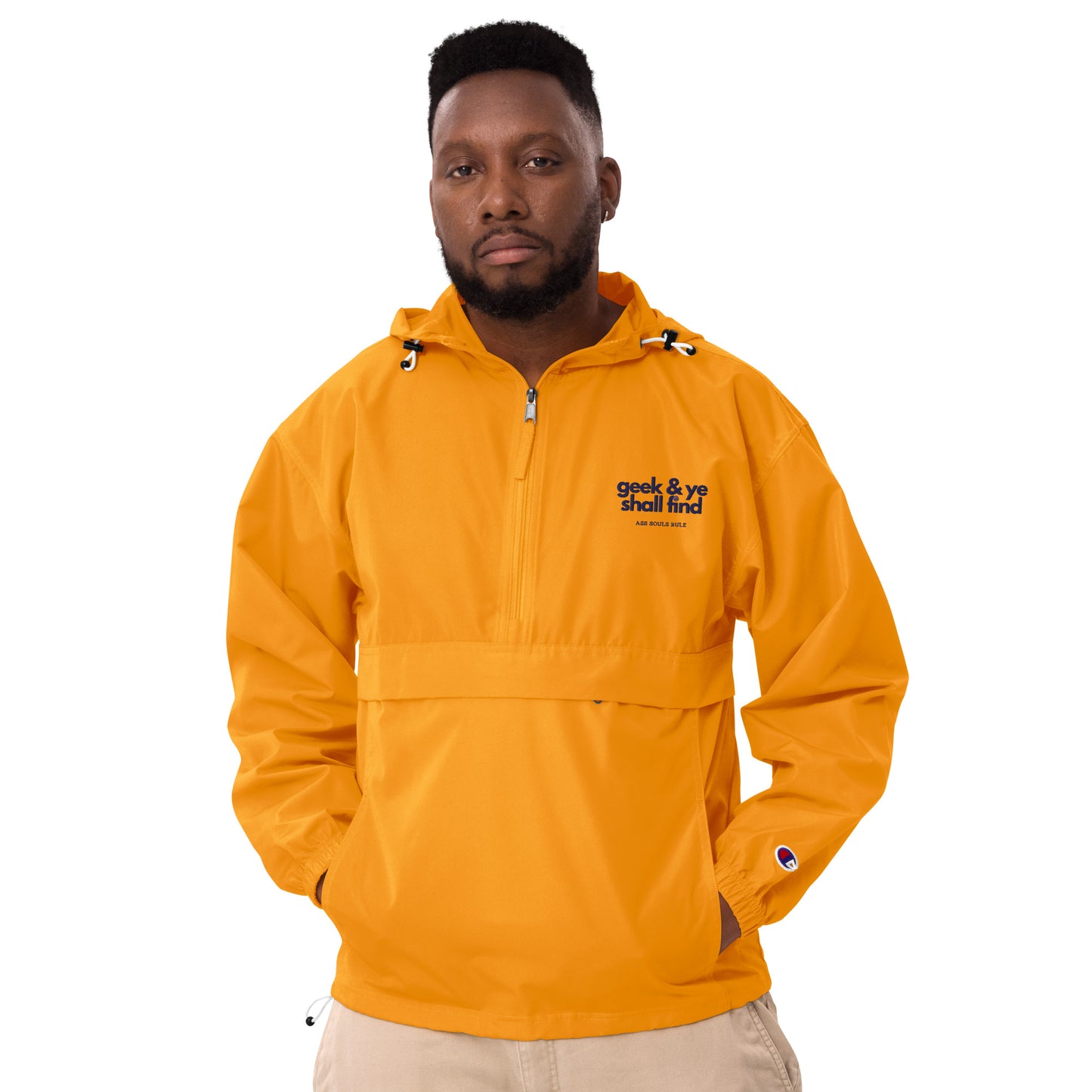 Geek & Ye Shall Find embroidered champion packable jacket