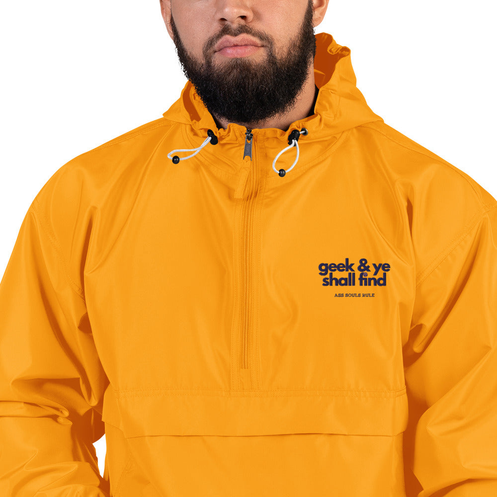 Geek & Ye Shall Find embroidered champion packable jacket