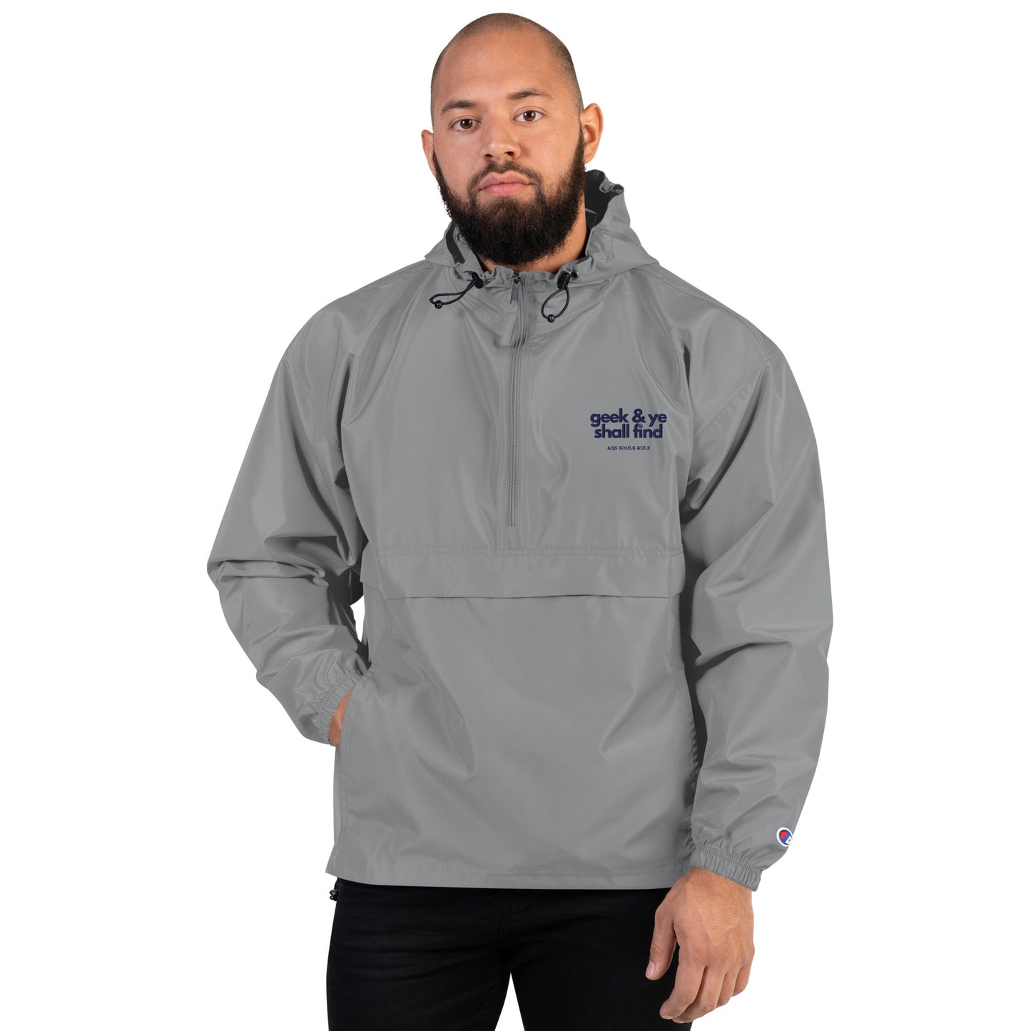 Geek & Ye Shall Find embroidered champion packable jacket