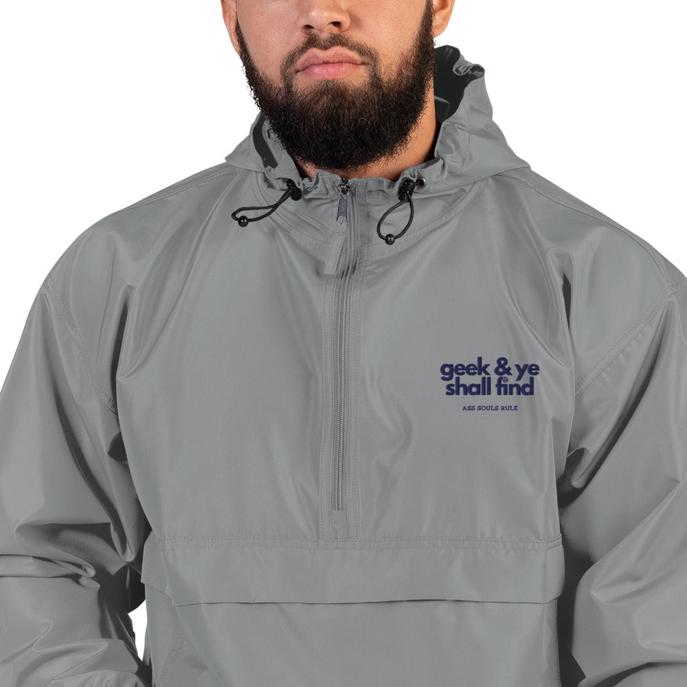 Geek & Ye Shall Find embroidered champion packable jacket