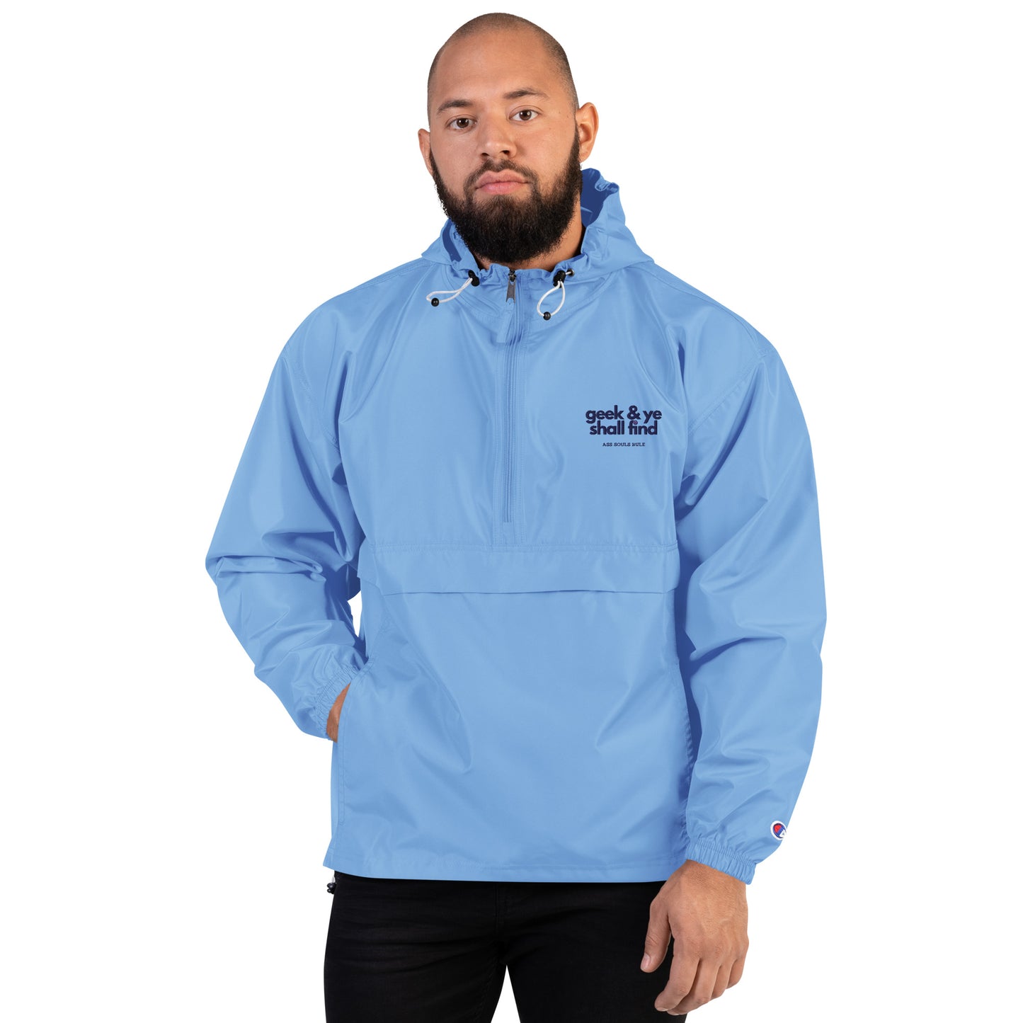 Geek & Ye Shall Find embroidered champion packable jacket