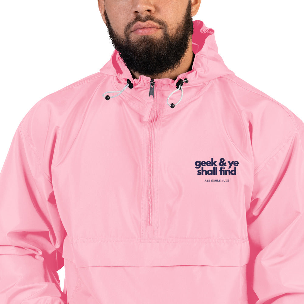 Geek & Ye Shall Find embroidered champion packable jacket