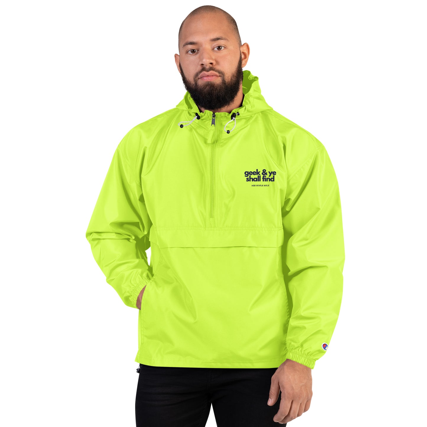 Geek & Ye Shall Find embroidered champion packable jacket