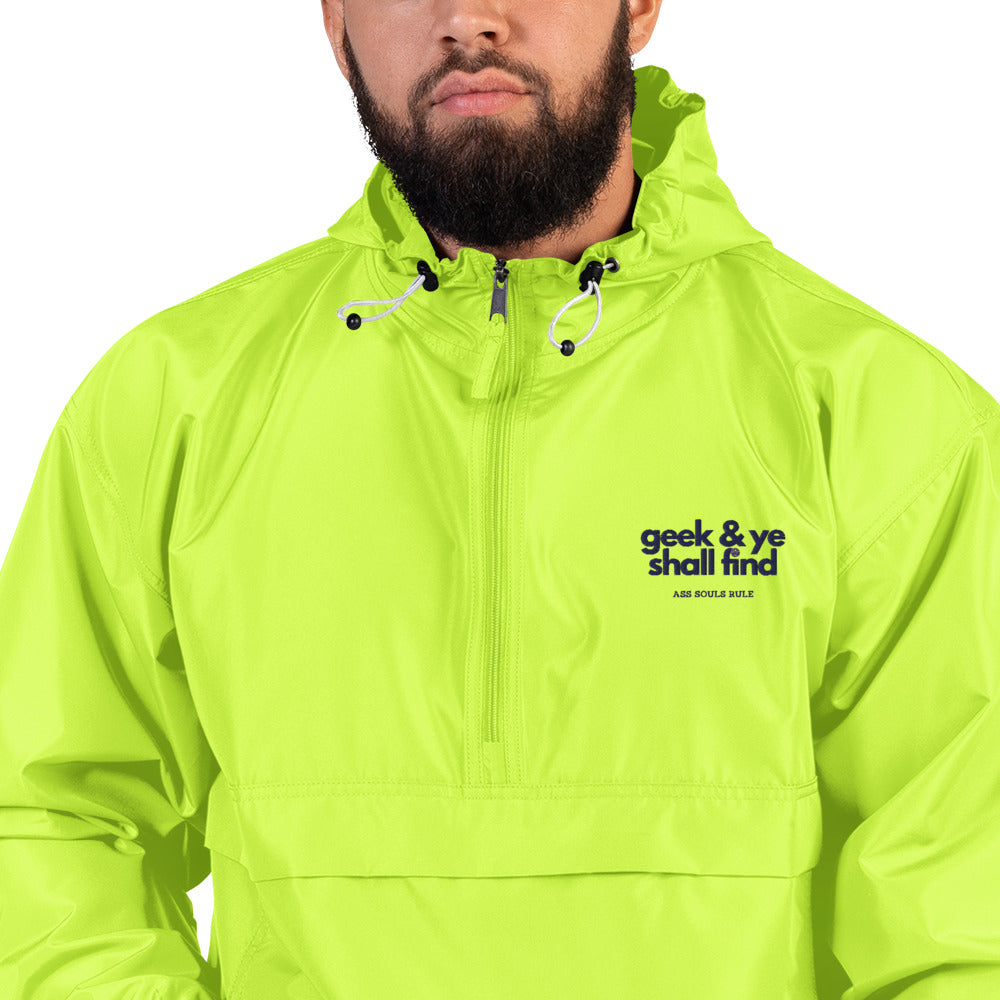 Geek & Ye Shall Find embroidered champion packable jacket