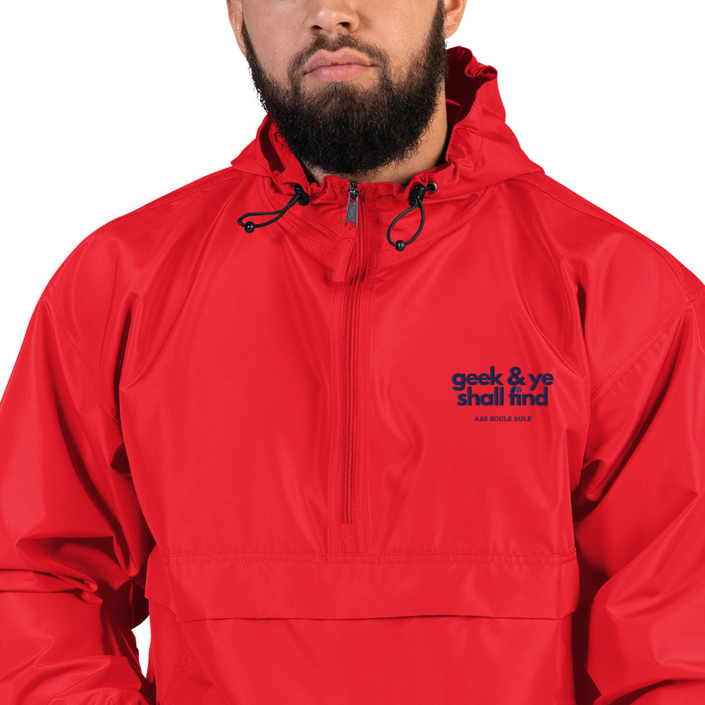 Geek & Ye Shall Find embroidered champion packable jacket