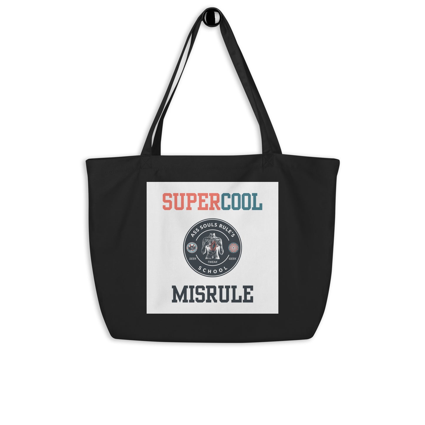 SuperCool MisRule large organic tote bag